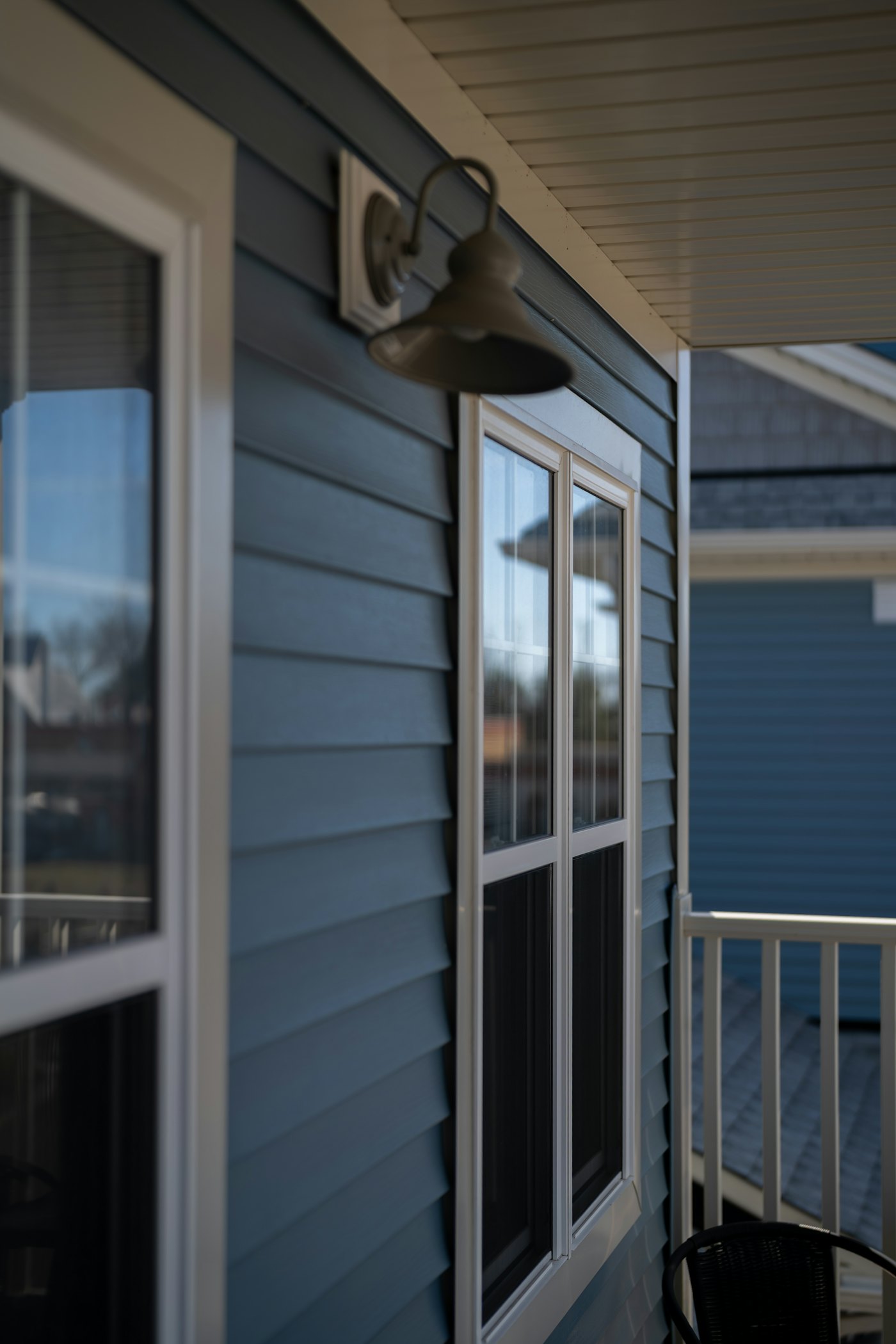 Close-up of lap siding and window trim on a house